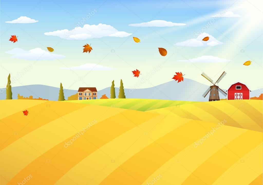 Farm landscape at autumn