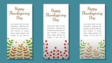 Şükran Günü afişi, poster, tebrik kartı ve davetiye geçmişi. Sonbahar sezonu yazıtları. Vektör illüstrasyonu.