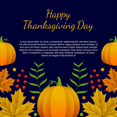 Şükran Günü afişi, poster, tebrik kartı ve davetiye geçmişi. Sonbahar sezonu yazıtları. Vektör illüstrasyonu.