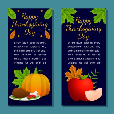 Şükran Günü afişi, poster, tebrik kartı ve davetiye geçmişi. Sonbahar sezonu yazıtları. Vektör illüstrasyonu.