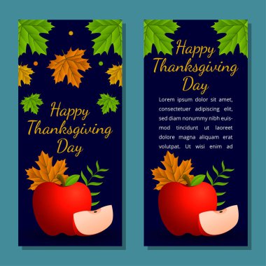 Şükran Günü afişi, poster, tebrik kartı ve davetiye geçmişi. Sonbahar sezonu yazıtları. Vektör illüstrasyonu.