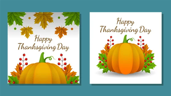 Thanksgiving Day Banner Poster Greeting Card Invitation Background Autumn Season — Stock Vector