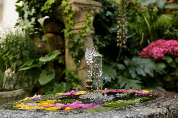 jet of water fountain in the patios of Cordoba, Andalucia