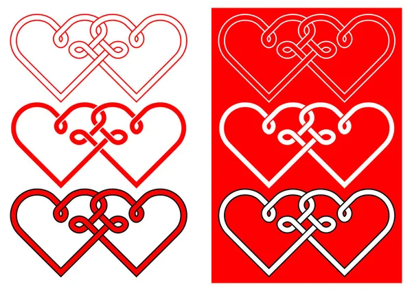 Birbirine dolanmış iki kalp aşkın sembolü, örgülü Kelt ipleri.