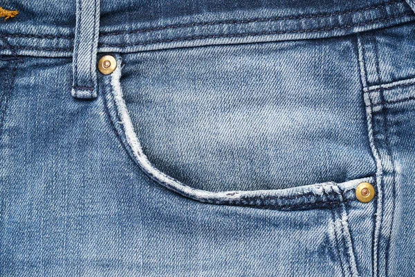 Blauwe Jeans Voorzak Close — Stockfoto