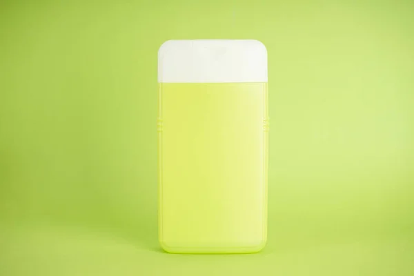 Light Green Shampoo Bottle Light Green Background Close — Stock Photo, Image