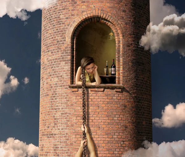 Rapunzel and her lover — Stock Photo, Image