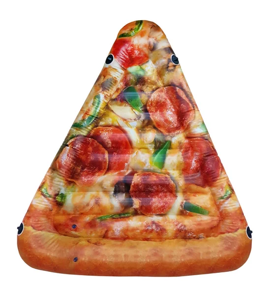 Una Fetta Gonfiabile Pizza Sfondo Bianco Isolato — Foto Stock