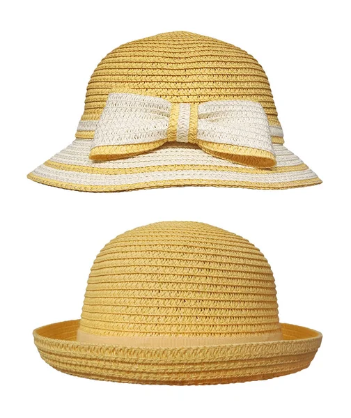 Two Straw Hats White Background Isolated — Stock Photo, Image