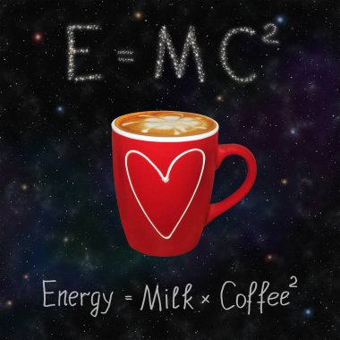 Kırmızı bir fincan kahve var. Alan arkaplanı.