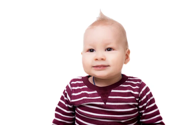 Close up portrait of a cute baby on white — Stock Photo, Image