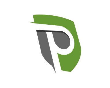 P harfli yeşil ve gri kalkan.