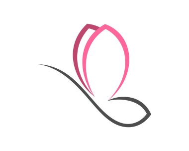 Gri ve pembe renkli basit kelebek çizgisi