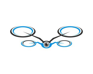 İçinde kamera olan siyah ve mavi modern drone.