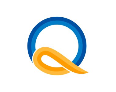 Mavi ve sarı özetli Q Harfi