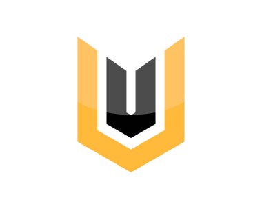 U V harfli soyut kalkan çizgisi