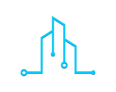 Mavi renkli devre teknolojisi binası