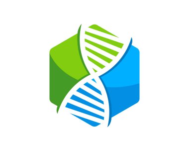 İçinde DNA sembolü olan soyut altıgen şekil
