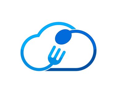 Çatal ve kaşıkla basit bulut çizgisi