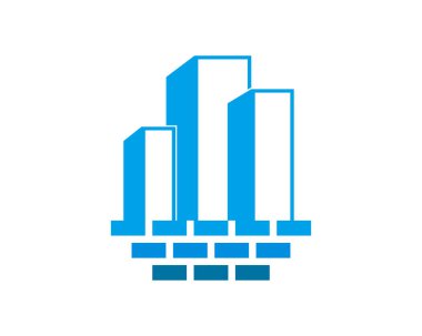 Basit mavi bina ve tuğlalar