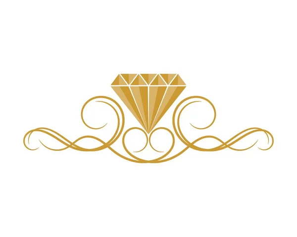 Gouden Diamant Met Luxe Kuif — Stockvector
