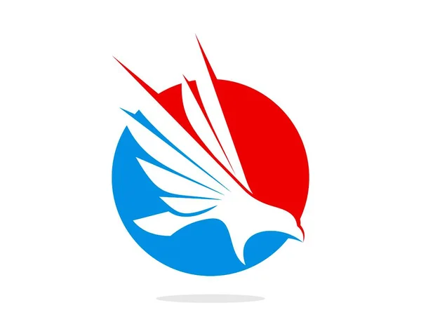 Forma Círculo Azul Rojo Con Águila Voladora Dentro — Vector de stock