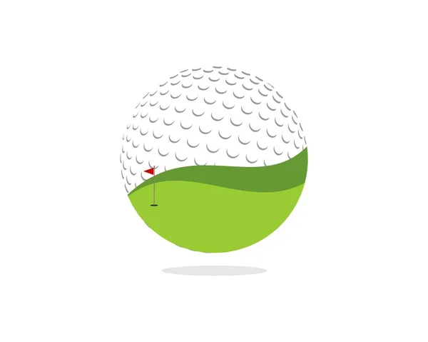 Bola Golfe Com Campo Verde Bandeira Vermelha —  Vetores de Stock