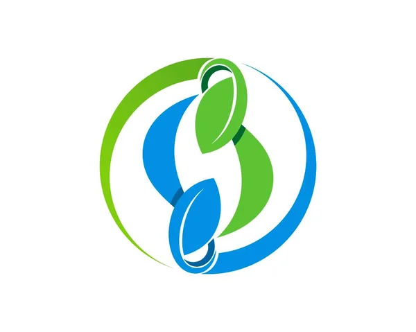 Logo Okręgu Energetycznego Zielonych Liści — Wektor stockowy