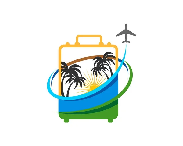 Direction Voyage Une Plage Dans Sac Voyage — Image vectorielle