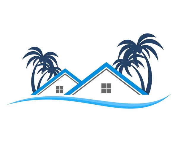 Casa Resort Vacaciones Logo — Archivo Imágenes Vectoriales