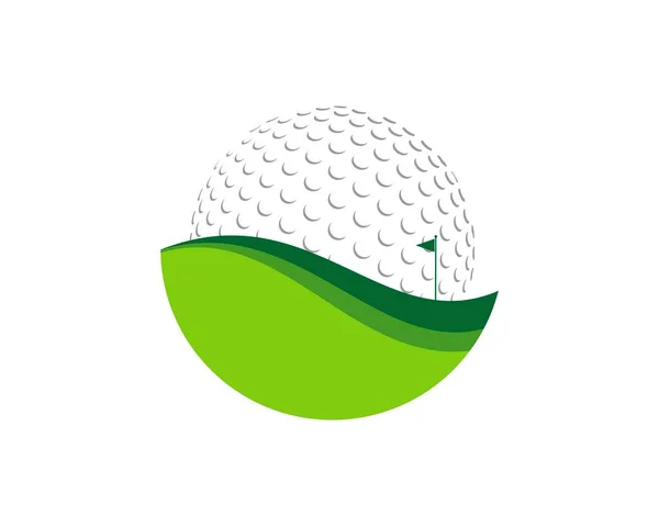 Golfboll Och Grönt Fält — Stock vektor