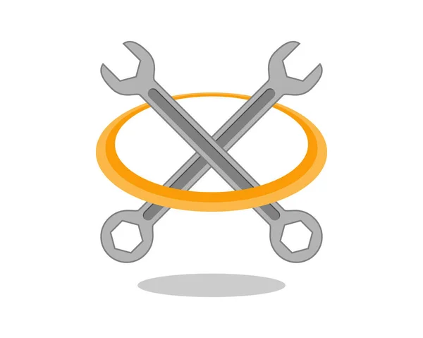 Schraubenschlüssel Mit Gelbem Kreis — Stockvektor