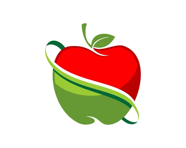 Manzana Roja Verde Con Swoosh — Vector de stock