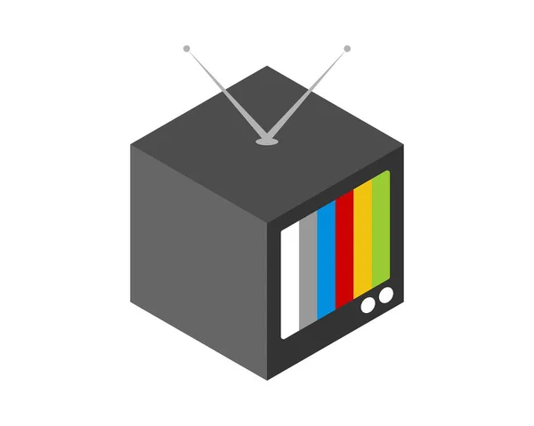 Eenvoudige Televisie Box Met Regenboogscherm — Stockvector