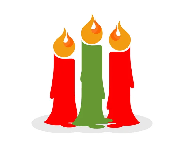 Três Velas Natal Verde Vermelho — Vetor de Stock