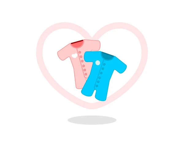 Kärlek Kontur Med Babykläder Inuti — Stock vektor