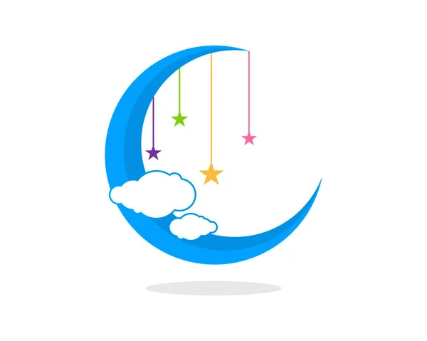 Luna Blu Con Stella Sogni — Vettoriale Stock