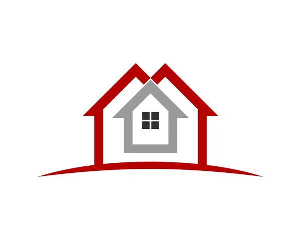 Einfaches Rotes Und Silbernes Haus — Stockvektor