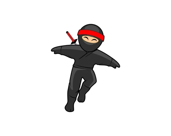 Springen Ninja Met Gelukkig Gezicht — Stockvector
