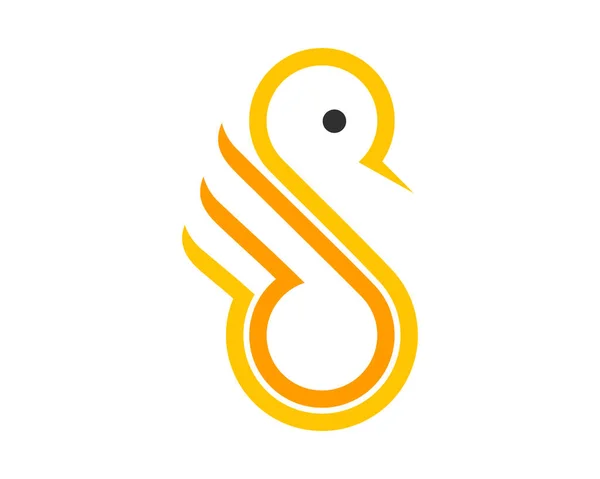Esquema Simple Pájaro Con Letra Inicial — Vector de stock