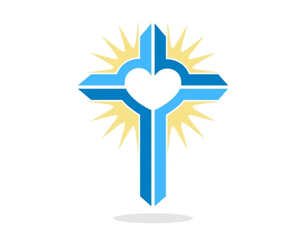 Religia Miłość Krzyż Świecącym Słońcem — Wektor stockowy