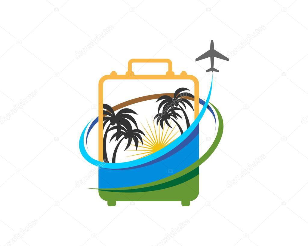 Traveling direction and a beach inside the travel bag