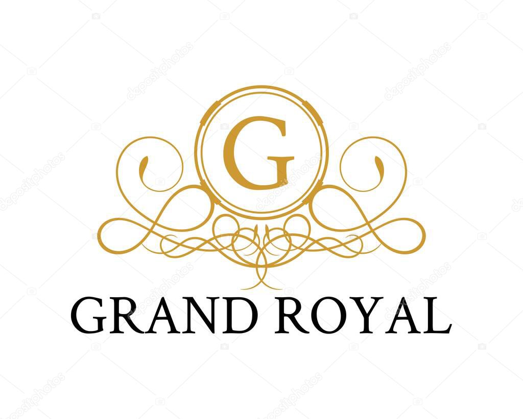 Luxury nature crest with G letter initial