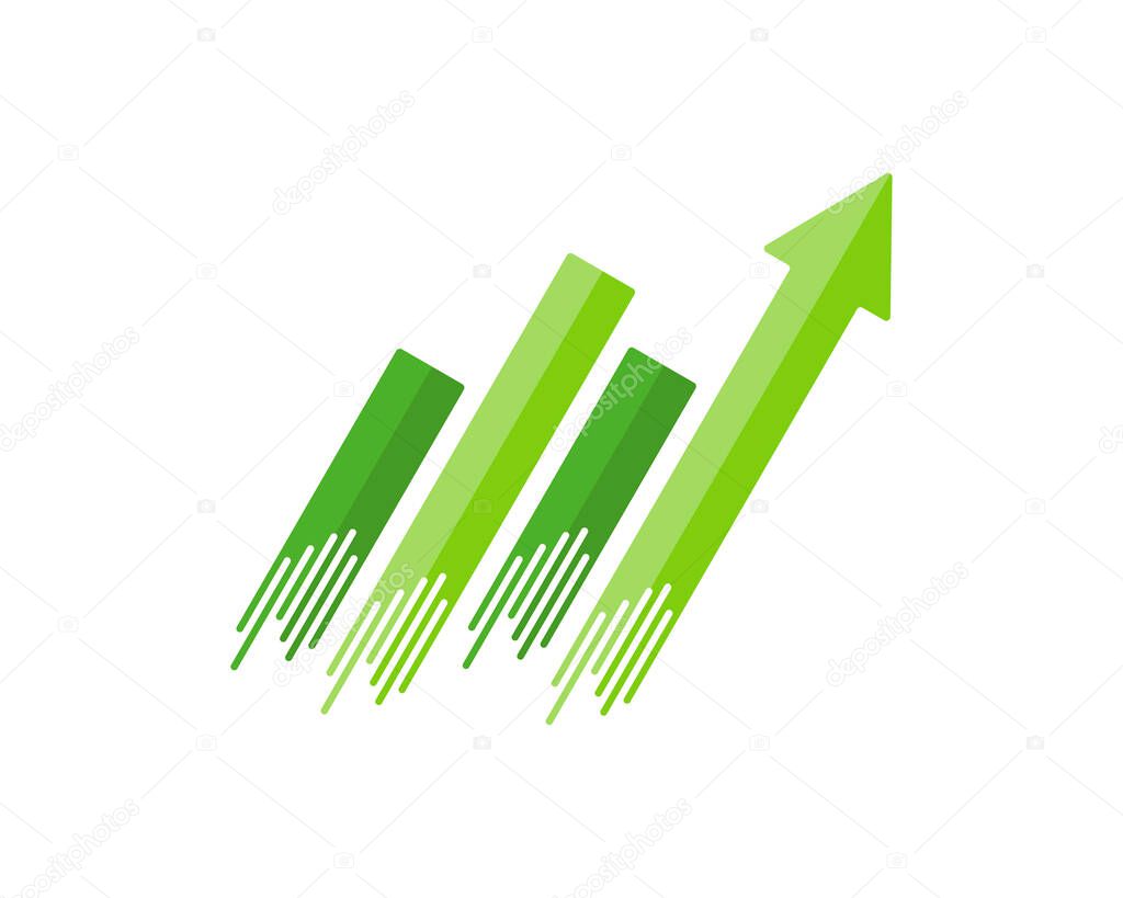 Chart and arrow up with green colors
