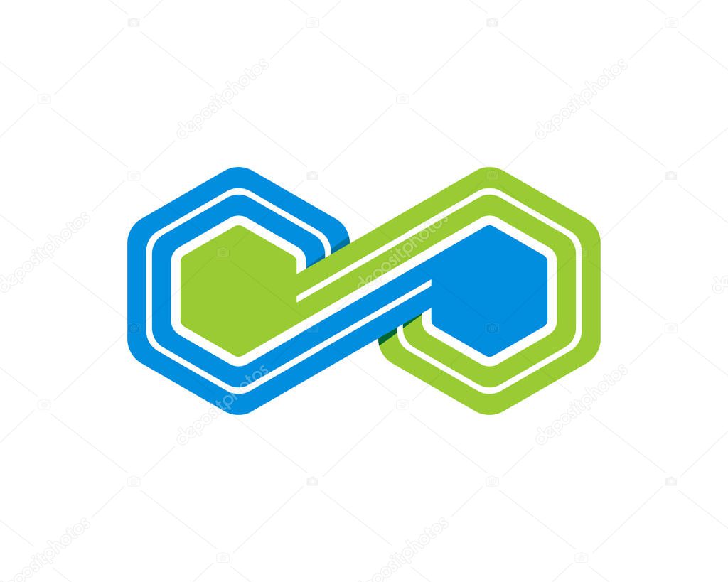 Blue and green infinity hexagonal shape