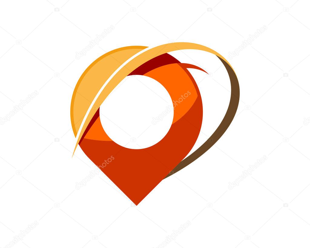 Abstract pin location with swoosh