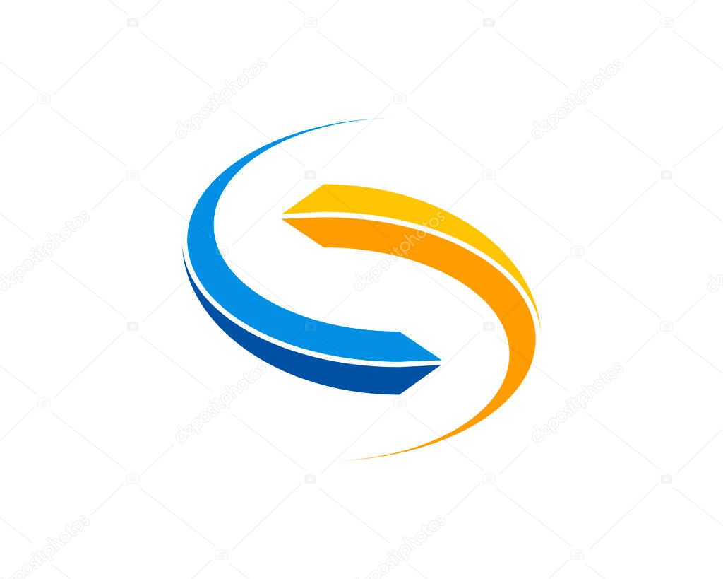 Abstract oval swoosh with yellow and blue color
