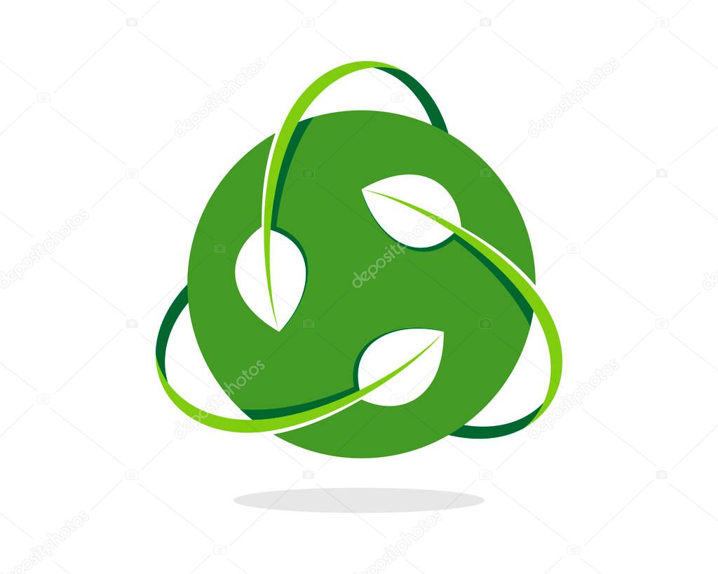 Sphere with triangle green leaf