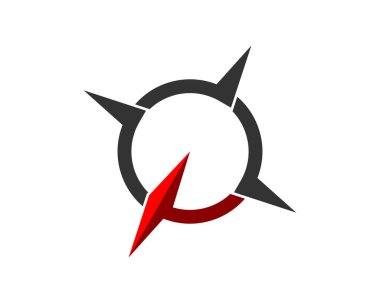 Kırmızı ve gri renkli basit pusula