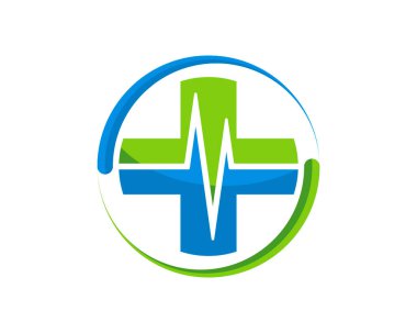 Tıbbi sembolü ve nabzı olan bir çember çiz.